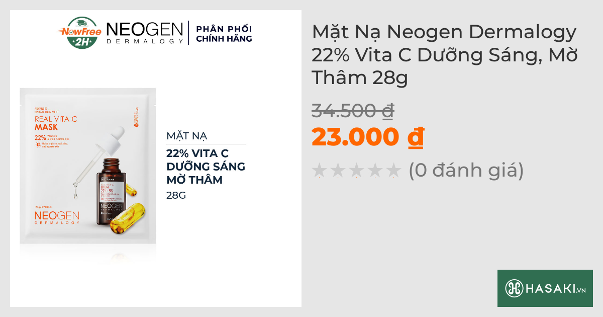 Mặt Nạ Neogen Dermalogy 22% Vita C Dưỡng Sáng, Mờ Thâm 28g