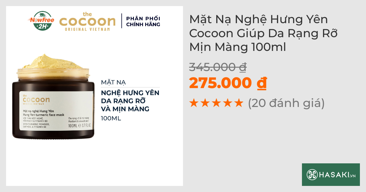 Mặt Nạ Nghệ Hưng Yên Cocoon Giúp Da Rạng Rỡ Mịn Màng 100ml