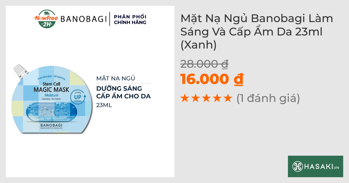 Mặt Nạ Ngủ Banobagi Làm Sáng Và Cấp Ẩm Da 23ml (Xanh)