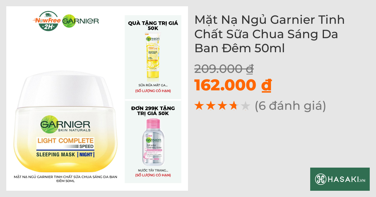 Mặt Nạ Ngủ Garnier Tinh Chất Sữa Chua Sáng Da Ban Đêm 50ml