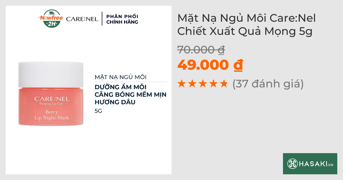 Mặt Nạ Ngủ Môi Care:Nel Chiết Xuất Quả Mọng 5g