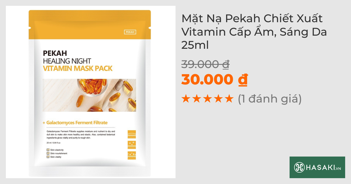 Mặt Nạ Pekah Chiết Xuất Vitamin Cấp Ẩm, Sáng Da 25ml