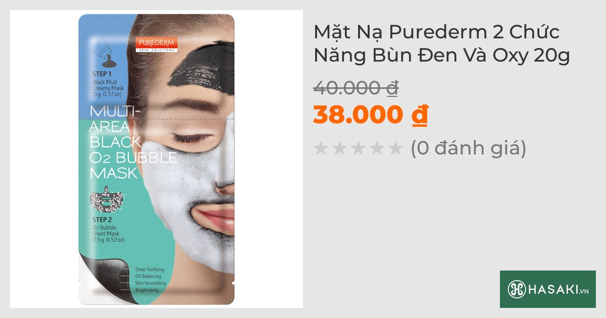 Mặt Nạ Purederm 2 Chức Năng Bùn Đen Và Oxy 20g