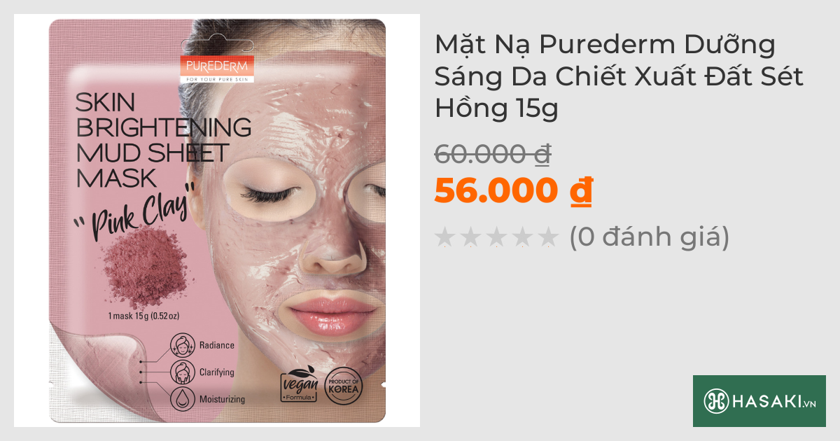 Mặt Nạ Purederm Dưỡng Sáng Da Chiết Xuất Đất Sét Hồng 15g