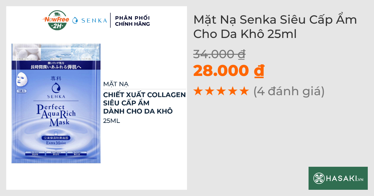 Mặt Nạ Senka Siêu Cấp Ẩm Cho Da Khô 25ml