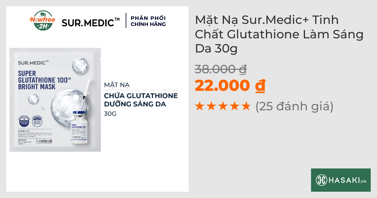 Mặt Nạ Sur.Medic+ Tinh Chất Glutathione Làm Sáng Da 30g