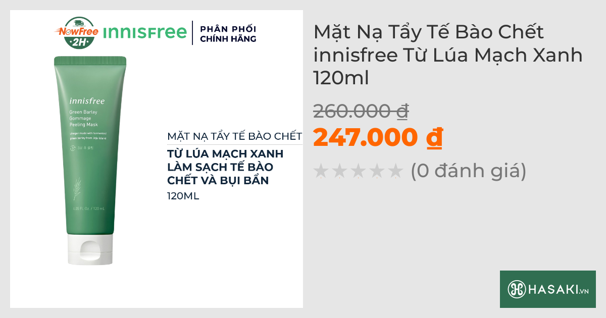 Mặt Nạ Tẩy Tế Bào Chết innisfree Từ Lúa Mạch Xanh 120ml