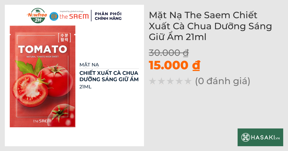 Mặt Nạ The Saem Chiết Xuất Cà Chua Dưỡng Sáng Giữ Ẩm 21ml