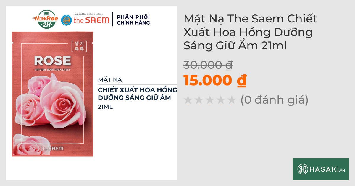 Mặt Nạ The Saem Chiết Xuất Hoa Hồng Dưỡng Sáng Giữ Ẩm 21ml