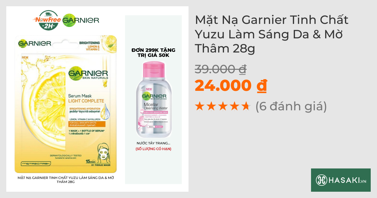 Mặt Nạ Garnier Tinh Chất Yuzu Làm Sáng Da & Mờ Thâm 28g