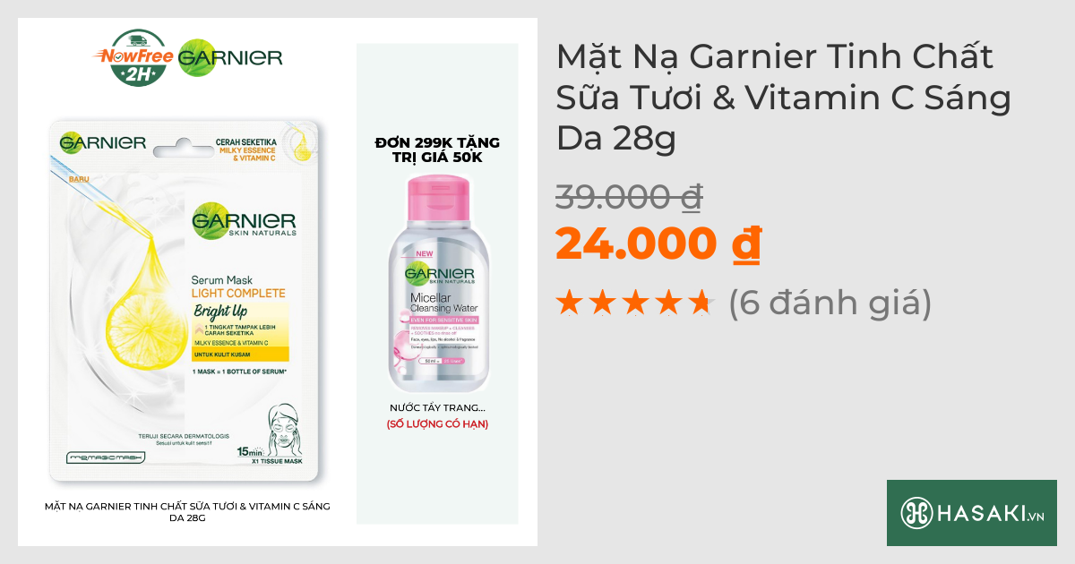 Mặt Nạ Garnier Tinh Chất Sữa Tươi & Vitamin C Sáng Da 28g