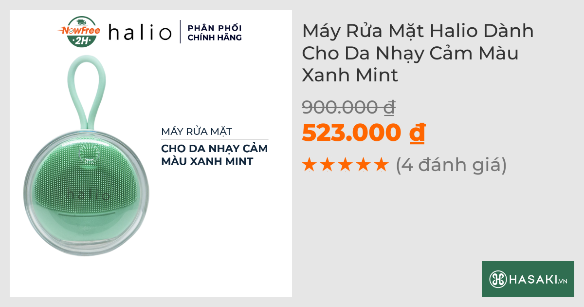 Máy Rửa Mặt Halio Dành Cho Da Nhạy Cảm Màu Xanh Mint