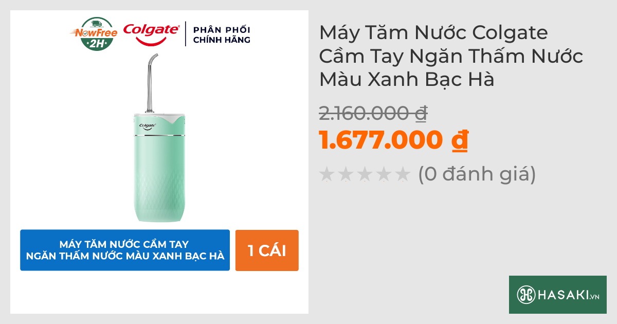 Máy Tăm Nước Colgate Cầm Tay Ngăn Thấm Nước Màu Xanh Bạc Hà