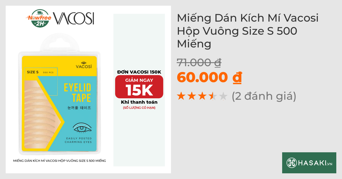 Miếng Dán Kích Mí Vacosi Hộp Vuông Size S 500 Miếng