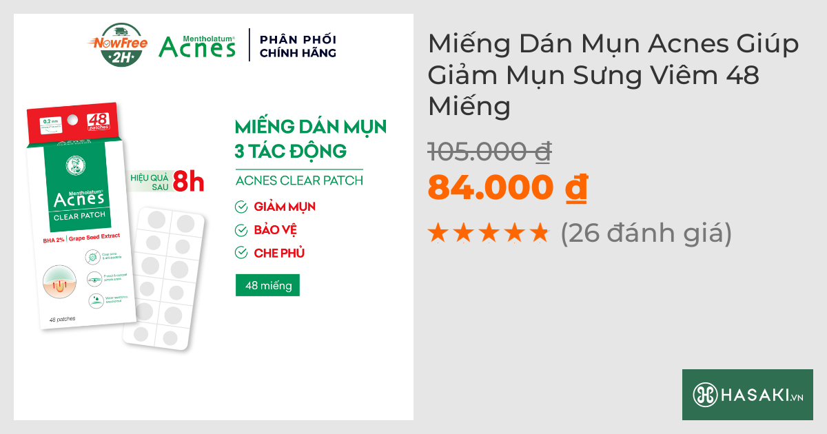 Miếng Dán Mụn Acnes Giúp Giảm Mụn Sưng Viêm 48 Miếng