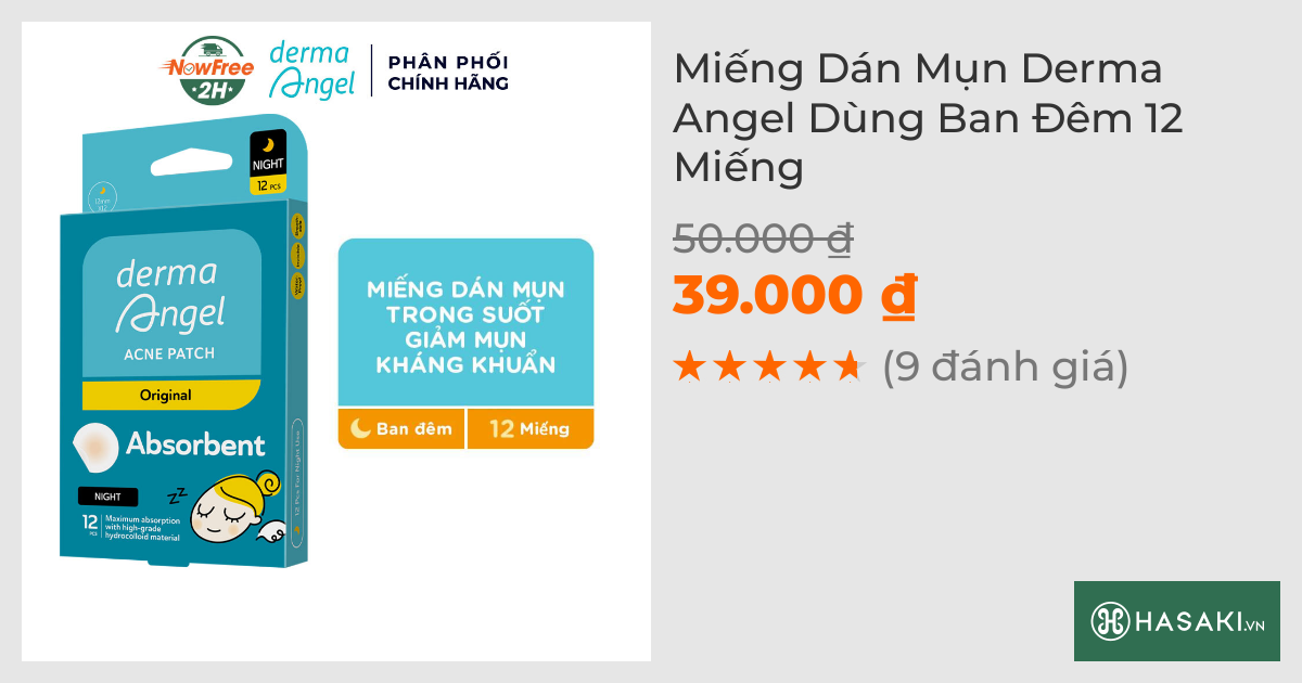 Miếng Dán Mụn Derma Angel Dùng Ban Đêm 12 Miếng