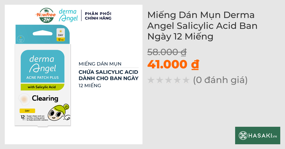 Miếng Dán Mụn Derma Angel Salicylic Acid Ban Ngày 12 Miếng