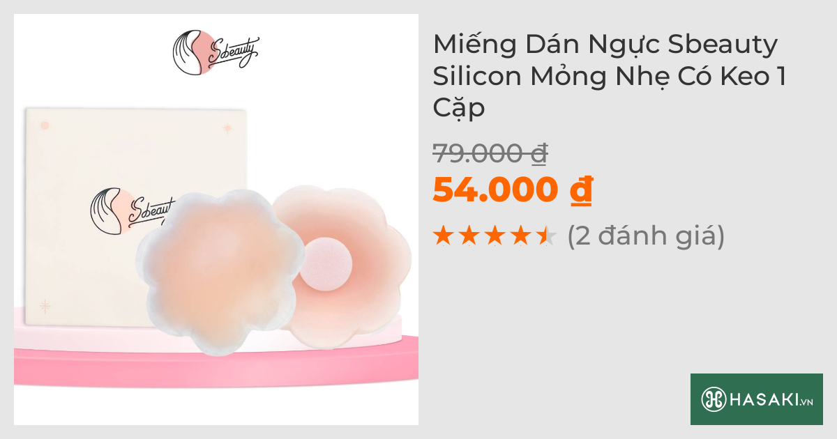 Miếng Dán Ngực Sbeauty Silicon Mỏng Nhẹ Có Keo 1 Cặp