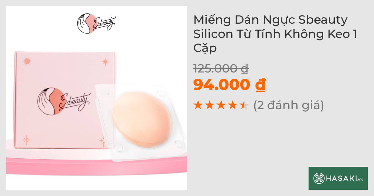 Miếng Dán Ngực Sbeauty Silicon Từ Tính Không Keo 1 Cặp