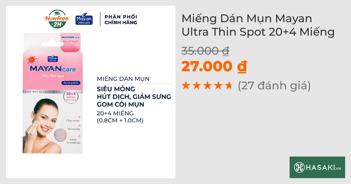 Miếng Dán Mụn Mayan Ultra Thin Spot 20+4 Miếng