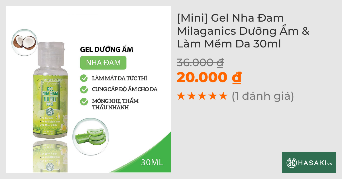 [Mini] Gel Nha Đam Milaganics Dưỡng Ẩm & Làm Mềm Da 30ml