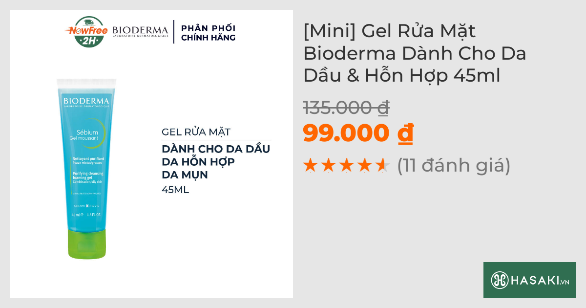 [Mini] Gel Rửa Mặt Bioderma Dành Cho Da Dầu & Hỗn Hợp 45ml