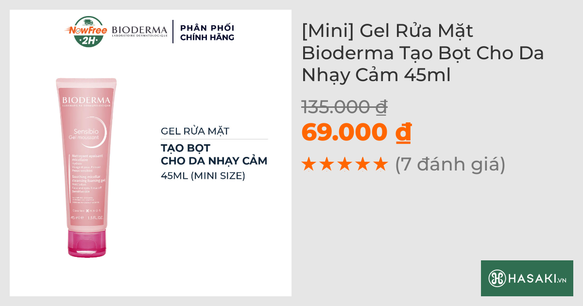 [Mini] Gel Rửa Mặt Bioderma Tạo Bọt Cho Da Nhạy Cảm 45ml