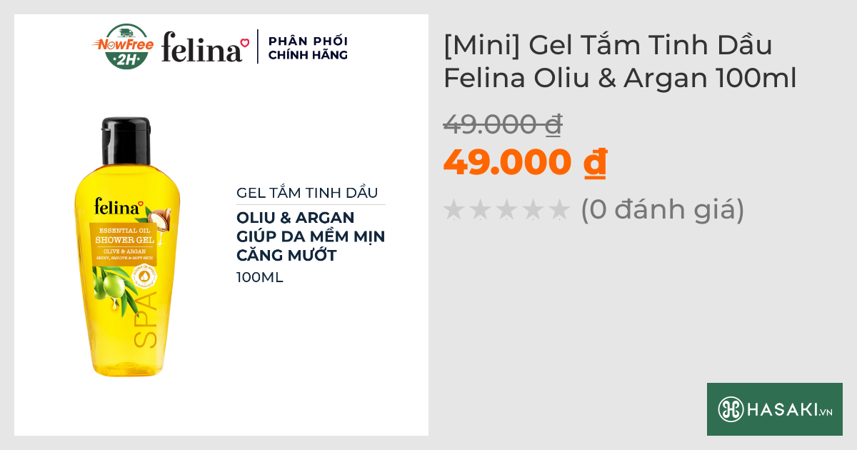 [Mini] Gel Tắm Tinh Dầu Felina Oliu & Argan 100ml