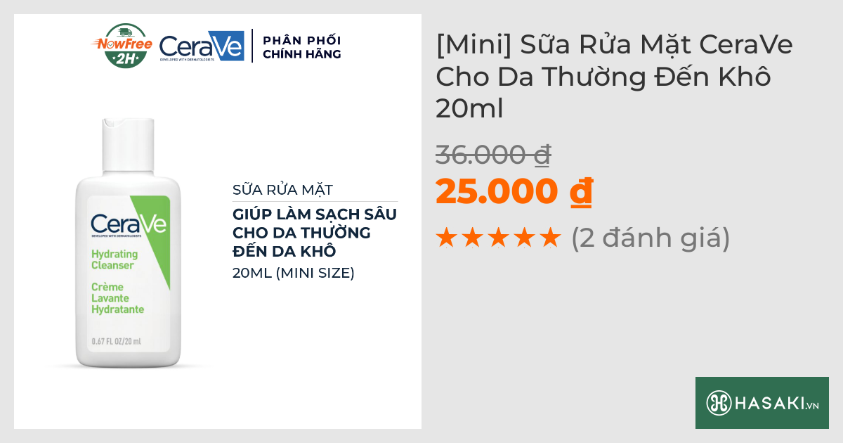 [Mini] Sữa Rửa Mặt CeraVe Cho Da Thường Đến Khô 30ml