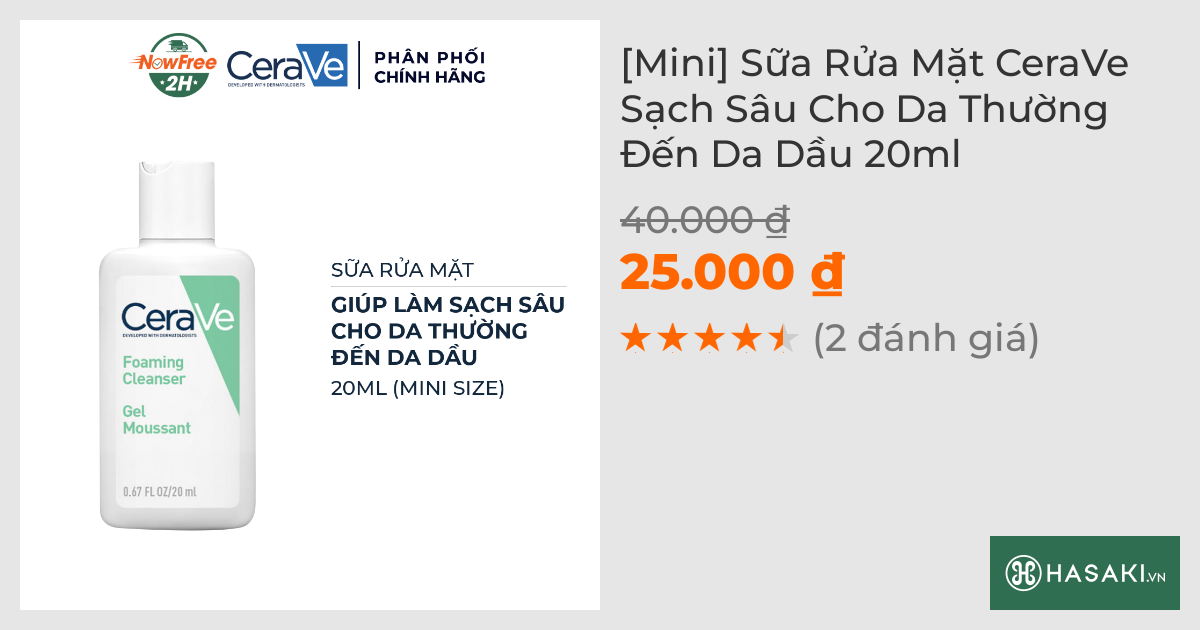 [Mini] Sữa Rửa Mặt CeraVe Sạch Sâu Cho Da Thường Đến Da Dầu 30ml