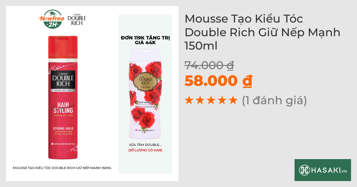 Mousse Tạo Kiểu Tóc Double Rich Giữ Nếp Mạnh 150ml