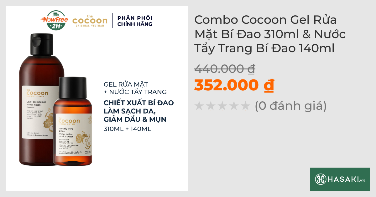 Combo Cocoon Gel Rửa Mặt Bí Đao 310ml & Nước Tẩy Trang Bí Đao 140ml