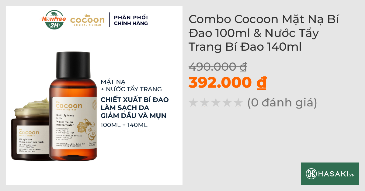 Combo Cocoon Mặt Nạ Bí Đao 100ml & Nước Tẩy Trang Bí Đao 140ml