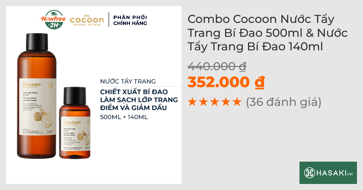 Combo Cocoon Nước Tẩy Trang Bí Đao 500ml & Nước Tẩy Trang Bí Đao 140ml