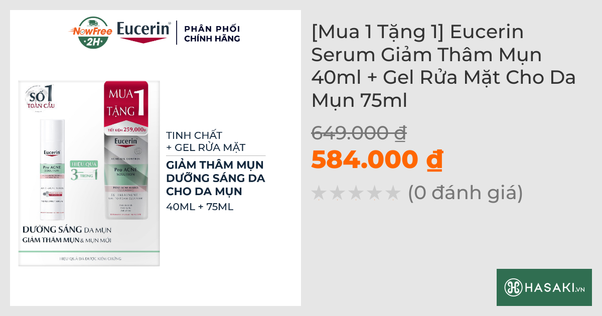 [Mua 1 Tặng 1] Eucerin Serum Giảm Thâm Mụn 40ml + Gel Rửa Mặt Cho Da Mụn 75ml