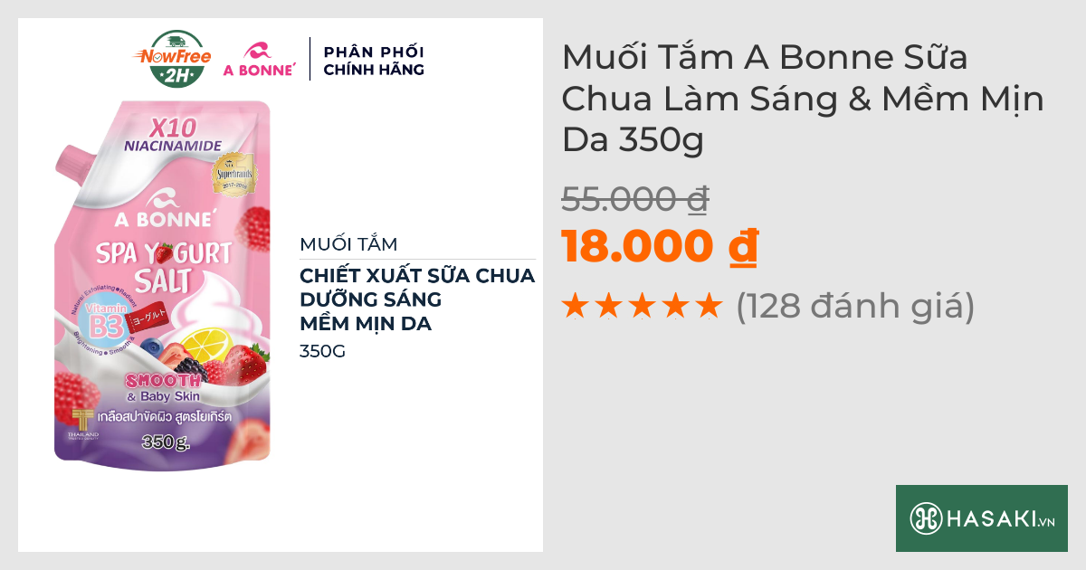 Muối Tắm A Bonne Sữa Chua Làm Sáng & Mềm Mịn Da 350g