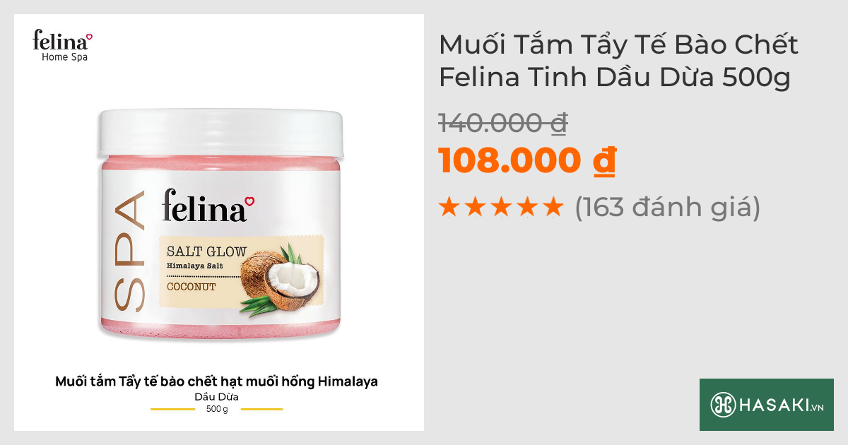 Muối Tắm Tẩy Tế Bào Chết Felina Tinh Dầu Dừa 500g