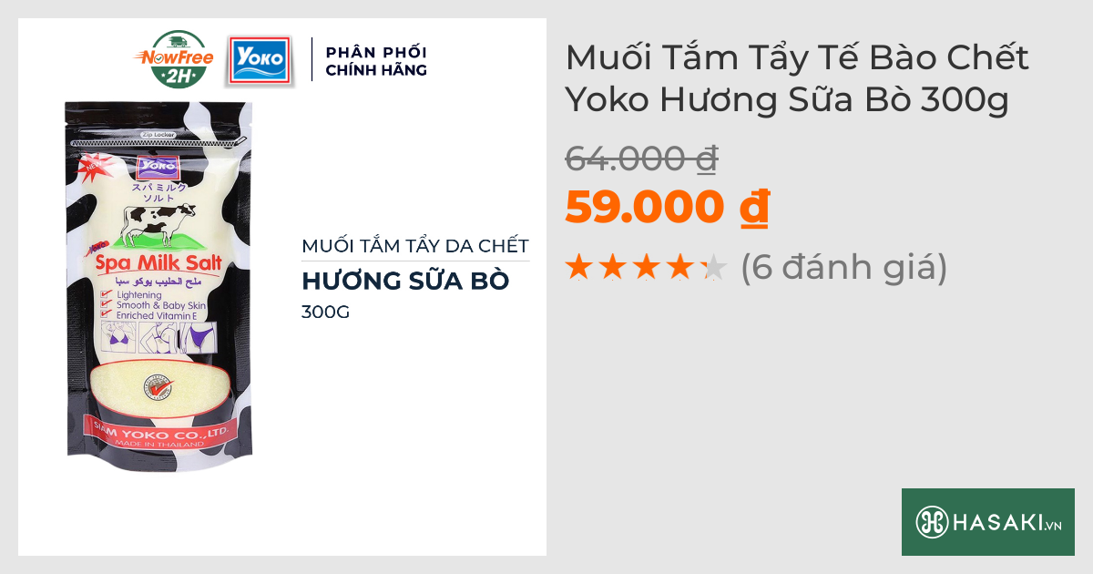 Muối Tắm Tẩy Tế Bào Chết Yoko Hương Sữa Bò 300g