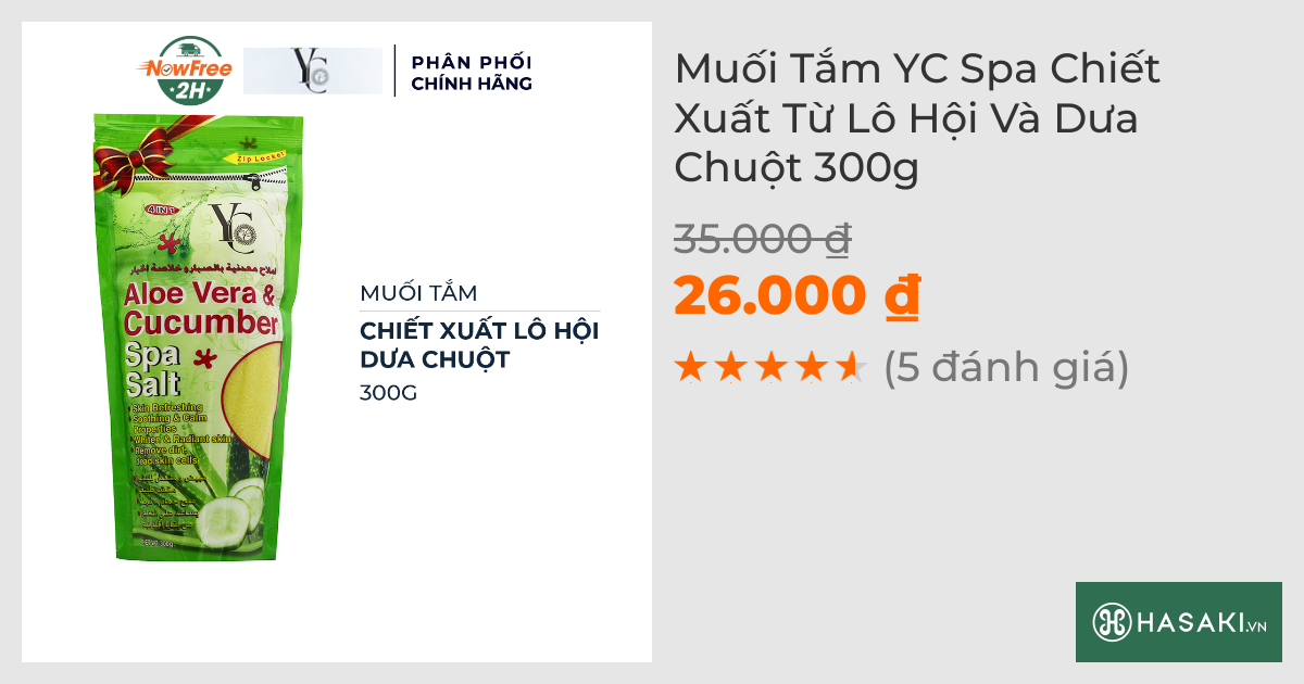 Muối Tắm YC Spa Chiết Xuất Từ Lô Hội Và Dưa Chuột 300g