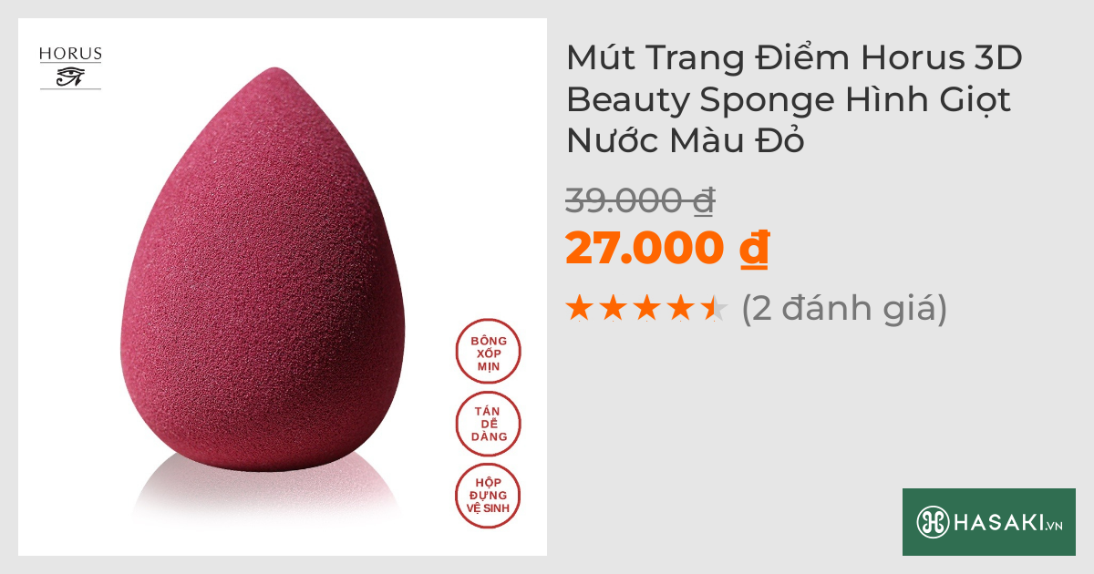 Mút Trang Điểm Horus 3D Beauty Sponge Hình Giọt Nước Màu Đỏ