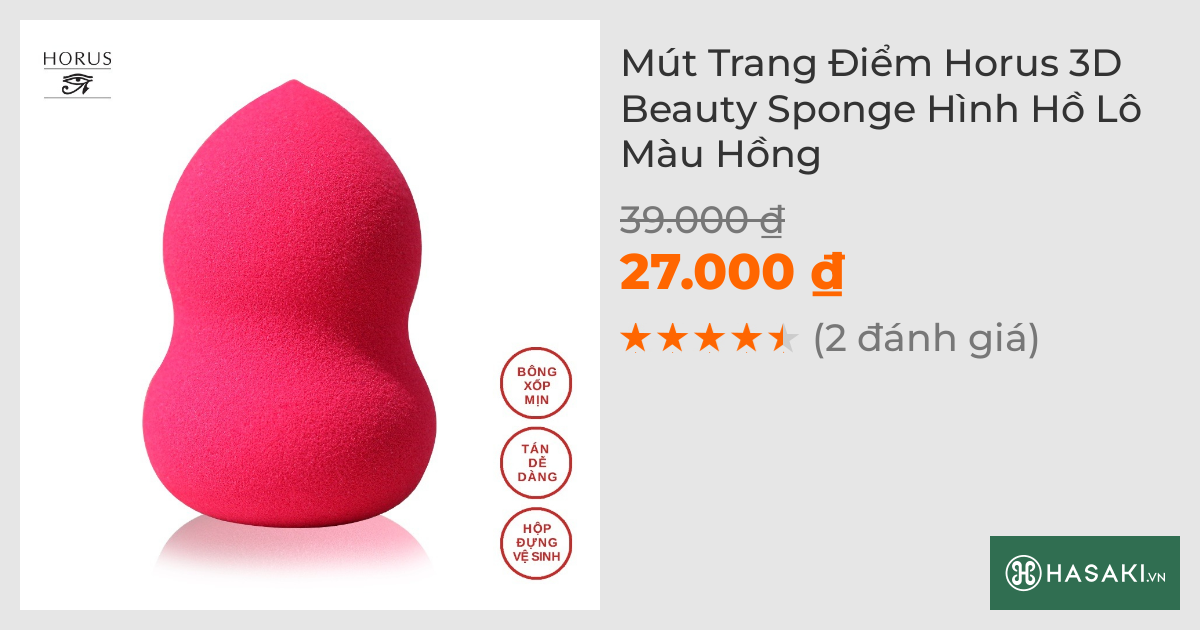 Mút Trang Điểm Horus 3D Beauty Sponge Hình Hồ Lô Màu Hồng