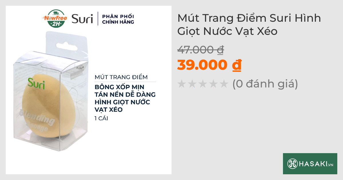 Mút Trang Điểm Suri Hình Giọt Nước Vạt Xéo (Màu Ngẫu Nhiên)