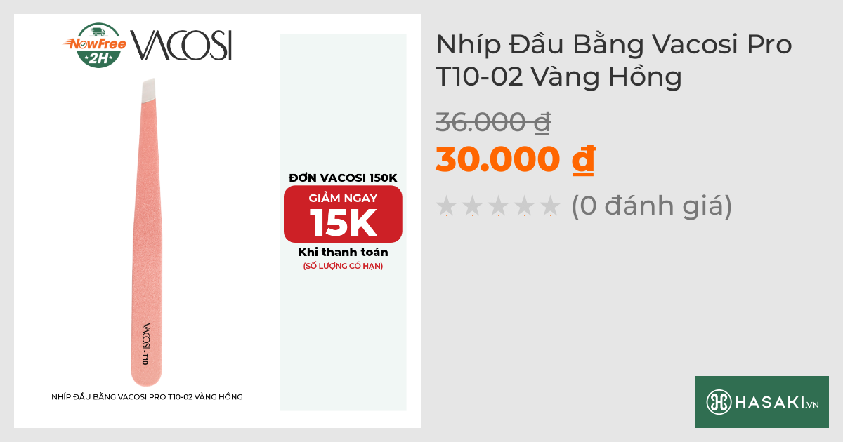 Nhíp Đầu Bằng Vacosi Pro T10-02 Vàng Hồng