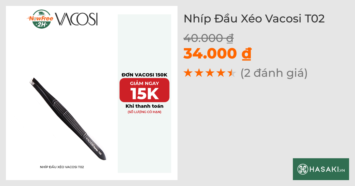 Nhíp Đầu Xéo Vacosi T02