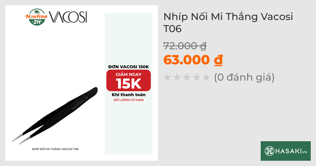 Nhíp Nối Mi Thẳng Vacosi T06