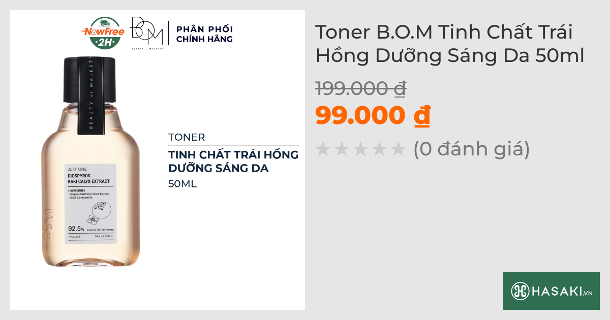 Toner B.O.M Tinh Chất Trái Hồng Dưỡng Sáng Da 50ml