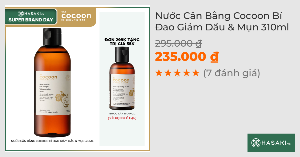 Nước Cân Bằng Cocoon Bí Đao Giảm Dầu & Mụn 310ml