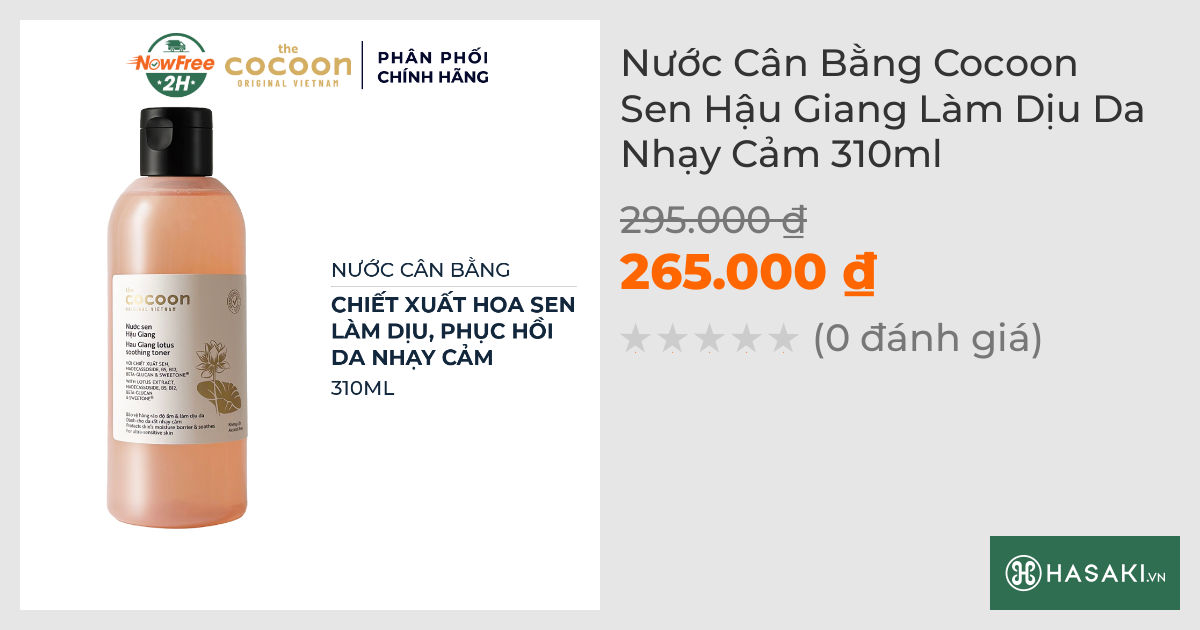 Nước Cân Bằng Cocoon Sen Hậu Giang Làm Dịu Da Nhạy Cảm 310ml