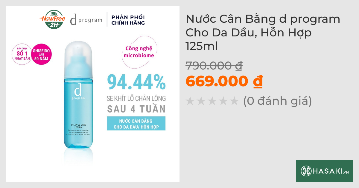 Nước Cân Bằng d program Cho Da Dầu, Hỗn Hợp 125ml