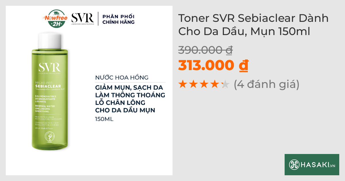 Toner SVR Sebiaclear Dành Cho Da Dầu, Mụn 150ml